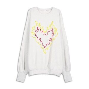 The Laundry Room White Sweatshirt with Flame Heart Design NWT